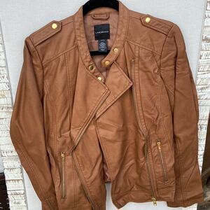 Lane Bryant 14/16 Faux Leather Moto Jacket Carmel Brown